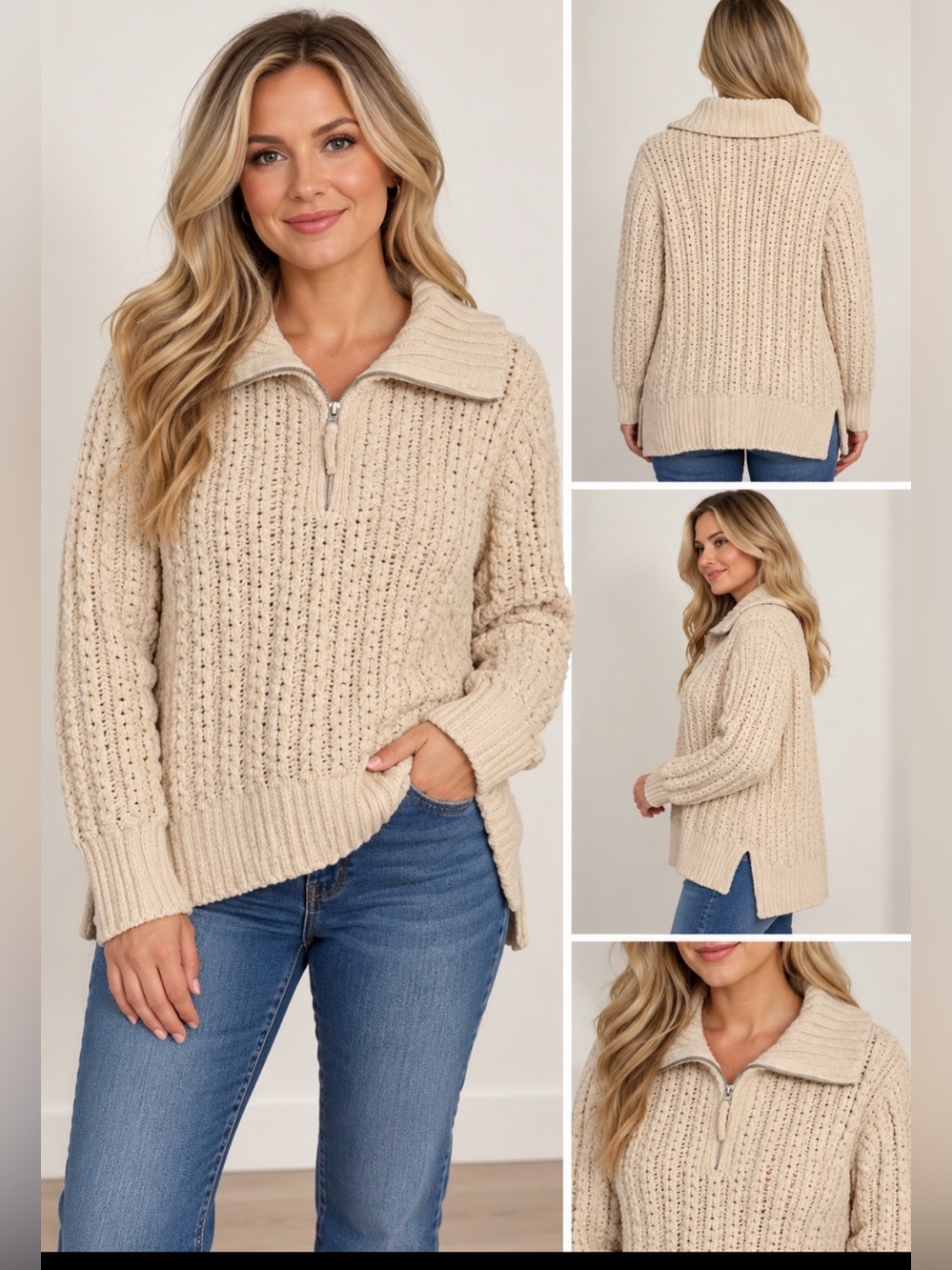 Aerie Cable Car Quarter Zip Sweater